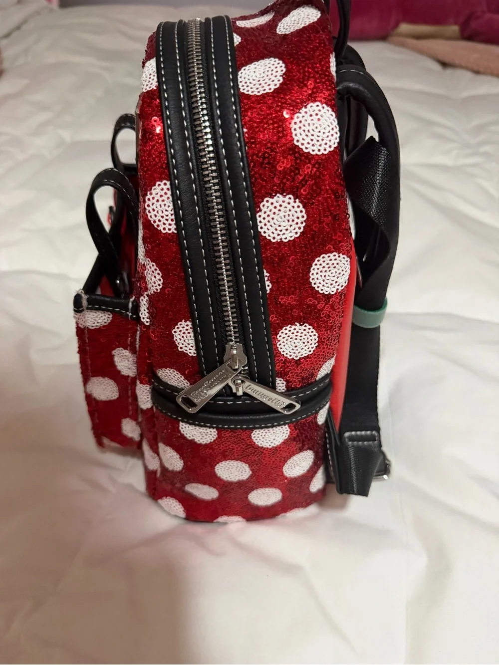 Disney Parks Loungefly Minnie Mouse Red Sequin Mini Backpack